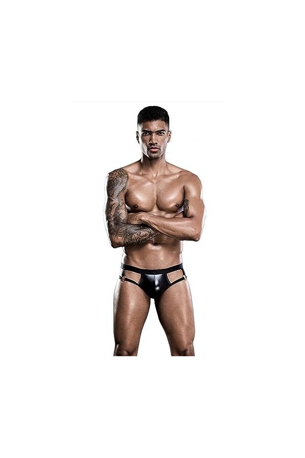 Sous-VêTements En Cuir Verni Pour Hommes,Sous-VêTements Une PièCe Sexy En Cuir Artificiel,Ensemble De Shorts,Uniforme De Jeu 