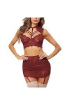 Lingerie Femme Sexy Ensemble Homme Sexy Hot y*2*k Ensemble de Bretelles en Dentelle Sexy Grande Taille pour Femmes Pyjama Tro