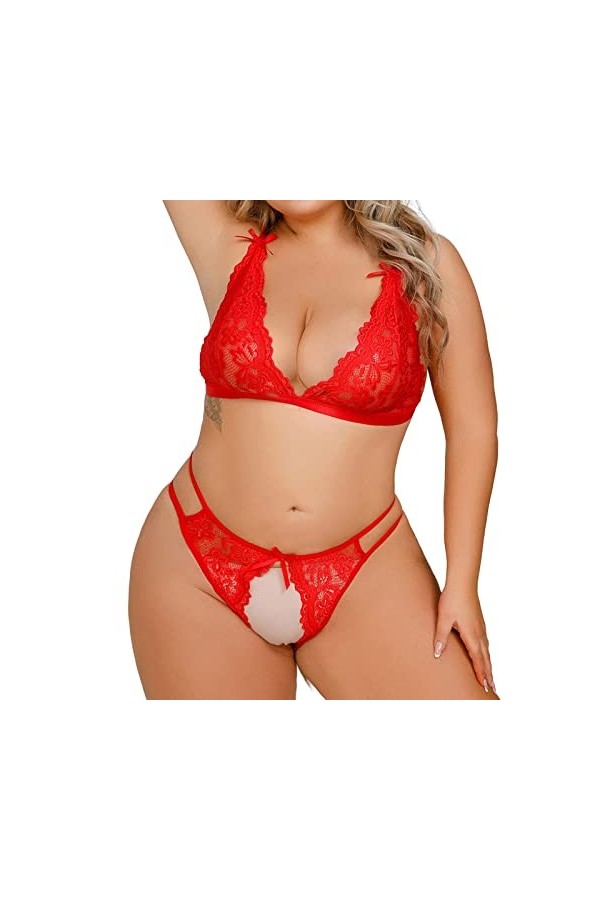 ADMAY Ensemble de sous-vêtements Femme Sexy Dentelle Soutien-gorge Coton d09 Femme Fun Taille Intérieure Sexy Private Dentell