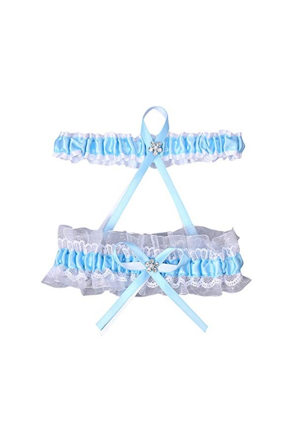 MODSGUE Jarretière de mariée en dentelle faite à la main pour mariée et femme, Marine, taille unique