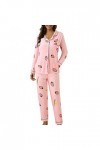 Ensemble Lingerie Sexy Femmes Casual Bouton Plume À Fraise Imprimer Deux Pièces À Manches Longues Pyjama Pyjama Costume Gothi