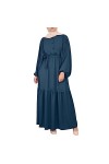 Mymyguoe Robe musulmane pour femme - Couleur unie - Manches longues - À lacets - Manches longues - Robe de prière à manches l