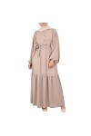 Mymyguoe Robe musulmane pour femme - Couleur unie - Manches longues - À lacets - Manches longues - Robe de prière à manches l