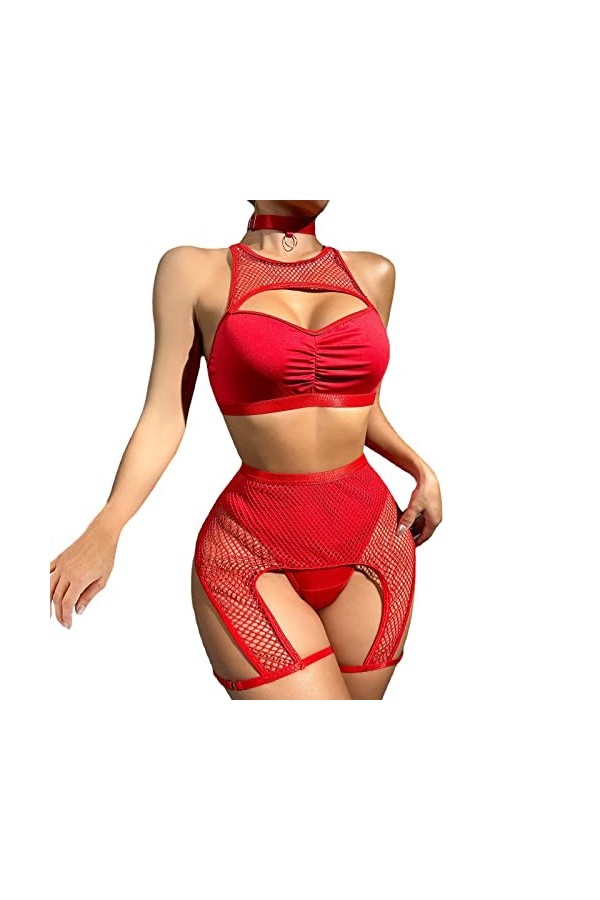 UOWEG Collants pour Femmes de pêche Sexy Hot Girl Underwear Costume Sexy Anus Red, M 