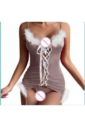 Tenues De Noël Sexy pour Femme – Ensemble De Lingerie De Couleur Unie avec Soutien-Gorge Et String, Vêtements De Nuit, Créati