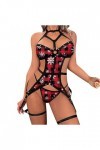 Fulidngzg Lingerie sexy pour femme - Lingerie érotique rouge - Tenue de Noël - Body une pièce - Lingerie sexy - Sous-vêtement