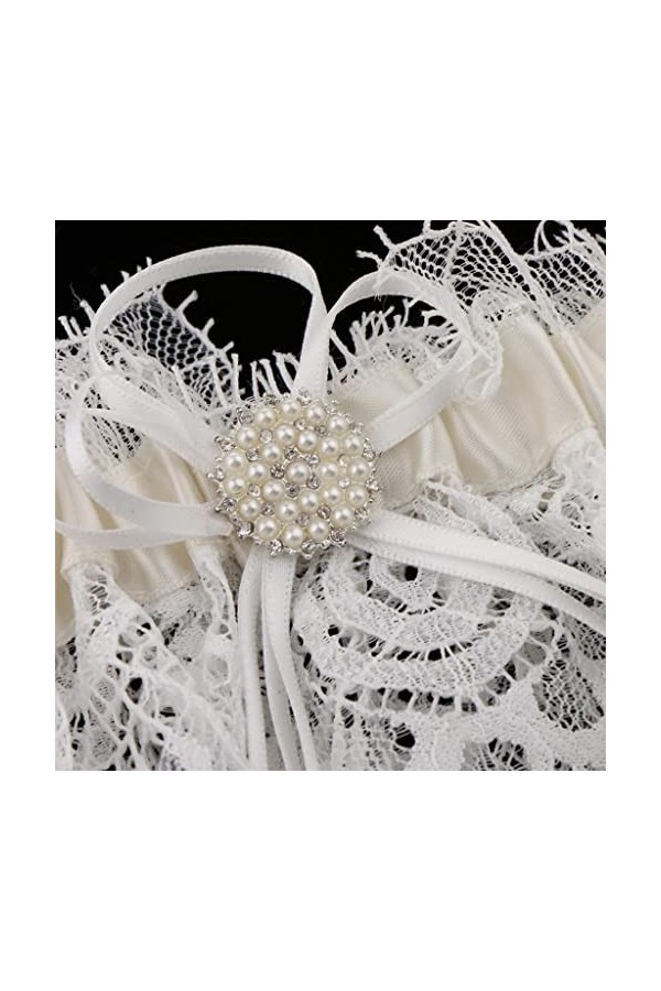 OSKOE 2X Mariage Nuptiale jarretière Strass Perles élastique Souvenir & Lancer Dentelle jarretière/851