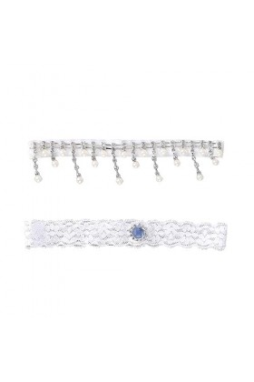 1 Paire De Perles Jarretière Dentelle Fleur Jarretière Souvenir Jarretière Extensible Jarretières De Mariage Porte-Jarretelle