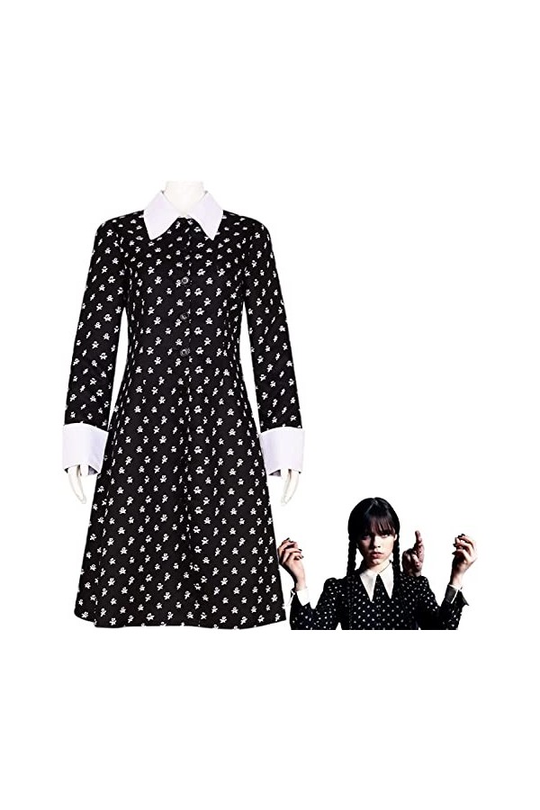 Robe Mercredi Addams pour fille, déguisement Mercredi Addams, tenue pour femme, Mercredi Addams, costume robe, uniforme Never