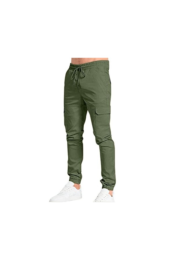 Pantalon de fitness pour homme - Coupe toute saison - Style décontracté - Couleur unie - Pantalon de poche tendance - Poches 