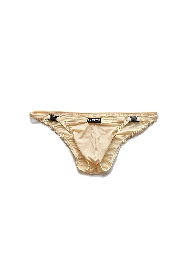 HYQPAI Slip Homme Sexy sous-vêtements Transparent Respirant Hip Briefs Bikini Pouch Enhancing Mince Strings Color:Blue,Size:X