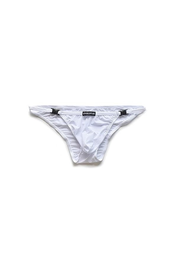 HYQPAI Slip Homme Sexy sous-vêtements Transparent Respirant Hip Briefs Bikini Pouch Enhancing Mince Strings Color:Blue,Size:X