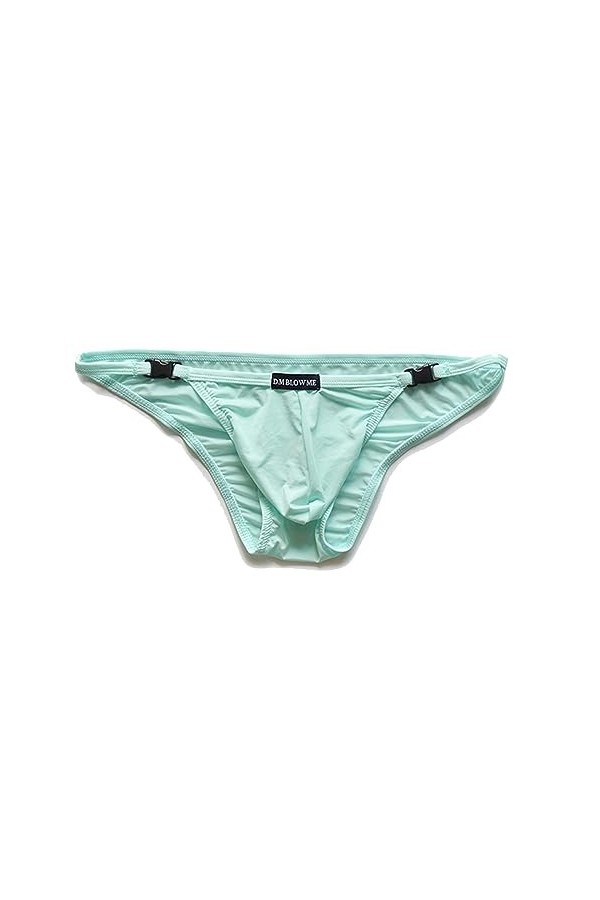 HYQPAI Slip Homme Sexy sous-vêtements Transparent Respirant Hip Briefs Bikini Pouch Enhancing Mince Strings Color:Blue,Size:X
