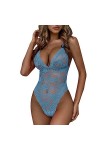 Body Femme Sexy en Dentelle Florale Lingerie Sexy Pyjama Une Pièce Body à Découpe-Noir,XL