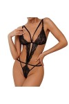 SHANHE Lingerie Femme Dentelle Creuse Col V Bretelle Chemise De Nuit Teddy Babydoll Sexy Mince Combinaison Pyjama Femme Dente