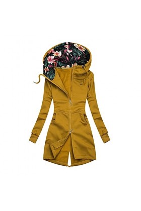 Mymyguoe Sweat à capuche pour femme - Automne et hiver - Long trench - Ceinture - Veste ample - Pull à capuche - Pour affaire