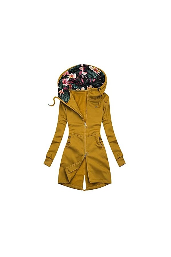 Mymyguoe Sweat à capuche pour femme - Automne et hiver - Long trench - Ceinture - Veste ample - Pull à capuche - Pour affaire