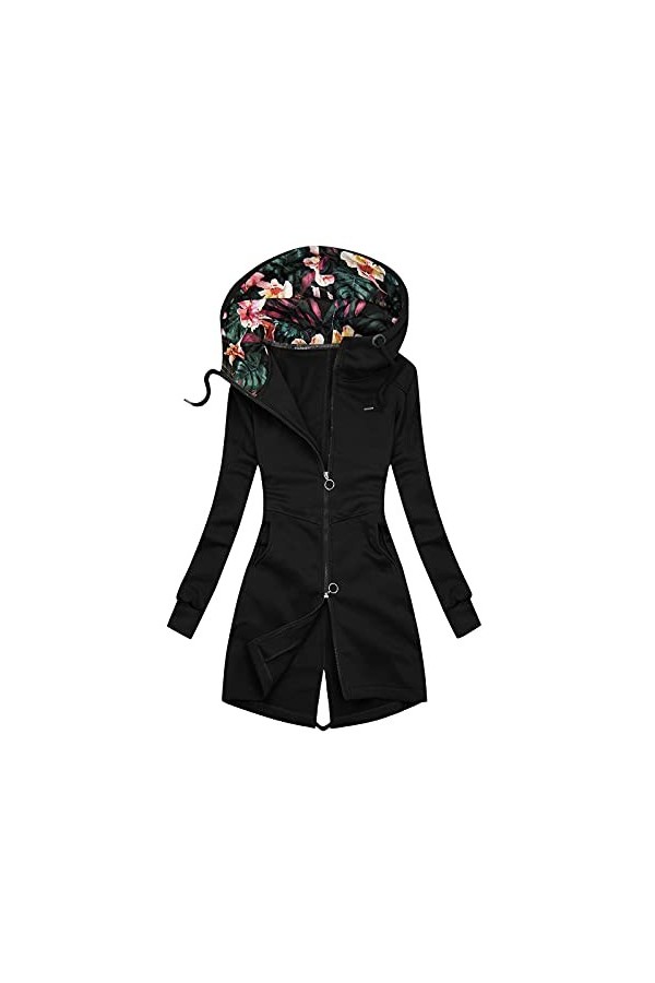 Mymyguoe Sweat à capuche pour femme - Automne et hiver - Long trench - Ceinture - Veste ample - Pull à capuche - Pour affaire