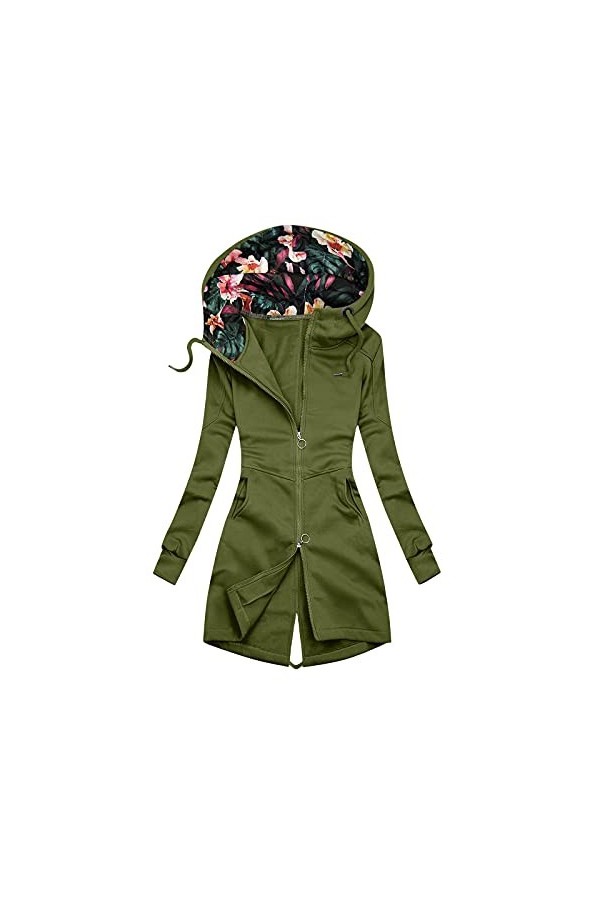 Mymyguoe Sweat à capuche pour femme - Automne et hiver - Long trench - Ceinture - Veste ample - Pull à capuche - Pour affaire