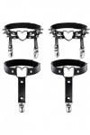 2 Paires Harnais de Jambe en Cuir Porte Jarretelle Rivet PU Bague Jarretière en Cuir（Coeur et Coeur）Taille unique Noir