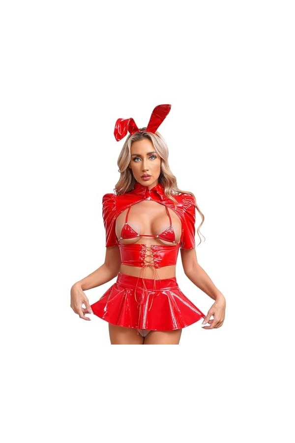 YUUMIN Lingerie Sexy Costume Lapin Femme Sous Vêtement Faux Cuir Cosplay Bunny Girl Uniforme Tentation Vêtement De Nuit Clubw