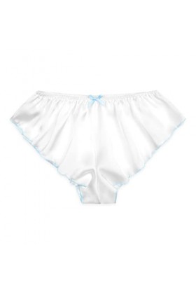 Satini Satin Taille Basse Élévation Culotte à Cannelures à la Française efféminé Slips Culottes sous-vêtements Blanc - Bleu 