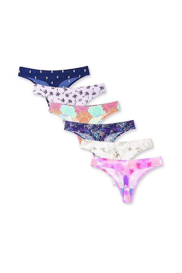 Kfnire String Femme Tangas Invisibilité sans Couture sous-Vêtement Strings et Tangas pour Femme, Lot de 6