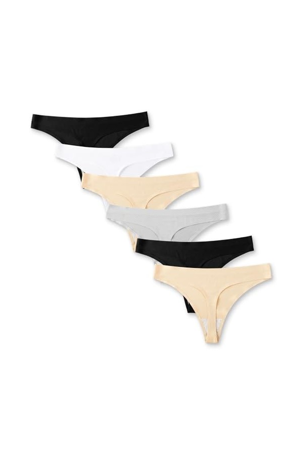 Kfnire String Femme Tangas Invisibilité sans Couture sous-Vêtement Strings et Tangas pour Femme, Lot de 6