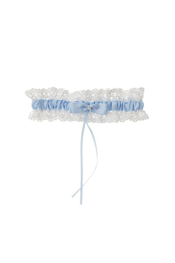AWOCAN Jarretière de mariée en dentelle florale élastique avec nœud en dentelle, décorations florales bleues, a, taille uniqu