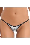 GRRKDFQ Lingerie Sexy Femme Coquine Hot Ouverte G-String Culottes sous-Vêtements Bas Micro String,Argent,Taille Unique