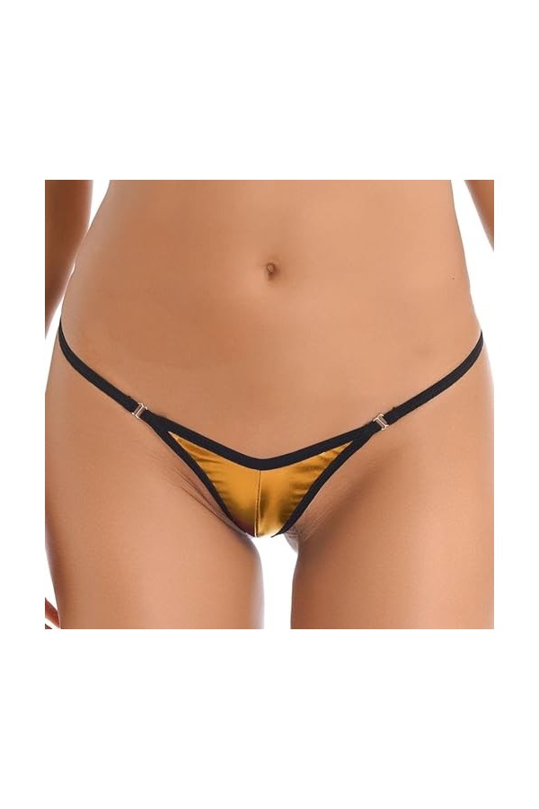 GRRKDFQ Lingerie Sexy Femme Coquine Hot Ouverte G-String Culottes sous-Vêtements Bas Micro String,Argent,Taille Unique