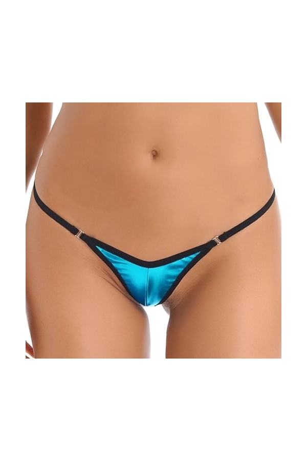 GRRKDFQ Lingerie Sexy Femme Coquine Hot Ouverte G-String Culottes sous-Vêtements Bas Micro String,Argent,Taille Unique