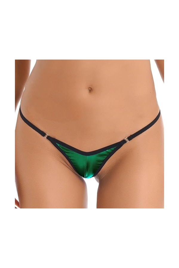 GRRKDFQ Lingerie Sexy Femme Coquine Hot Ouverte G-String Culottes sous-Vêtements Bas Micro String,Argent,Taille Unique