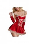 Fulidngzg Costume de Père Noël pour femme - Grandes tailles - Robe - Lingerie érotique rouge - Lingerie érotique - Robe de No