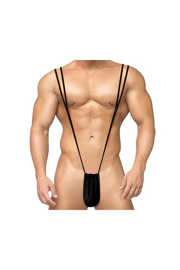 SKFLABOOF Drole Mankini Gay Jockstrap Transparent Deguisement Noel Sexy Hot Coquin String Moulant Slip Sado-MASO Costume Érot