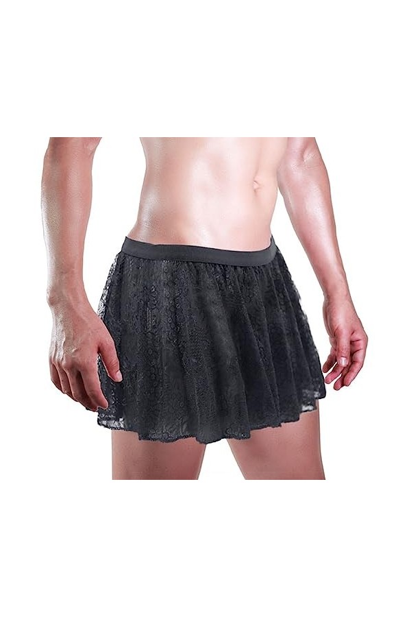 SKFLABOOF Corset String Homme Sexy Hot Transparent Slip Dentelle Chic Bretelle Culotte Cosplay sous Vetement Ouvert Bondage T