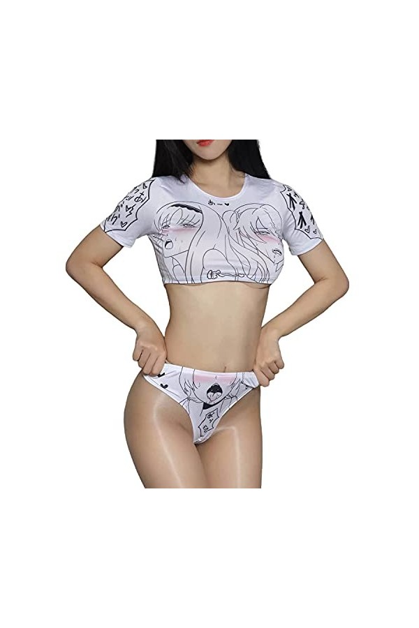 Tenue de sport sexy pour femme et fille - Uniforme de sport - Costume décolière japonaise - Blanc