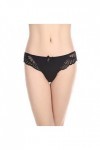 Coswe - Slip sexy extensible en soie et dentelle pour femme, Noir - 4 pièces., XXL
