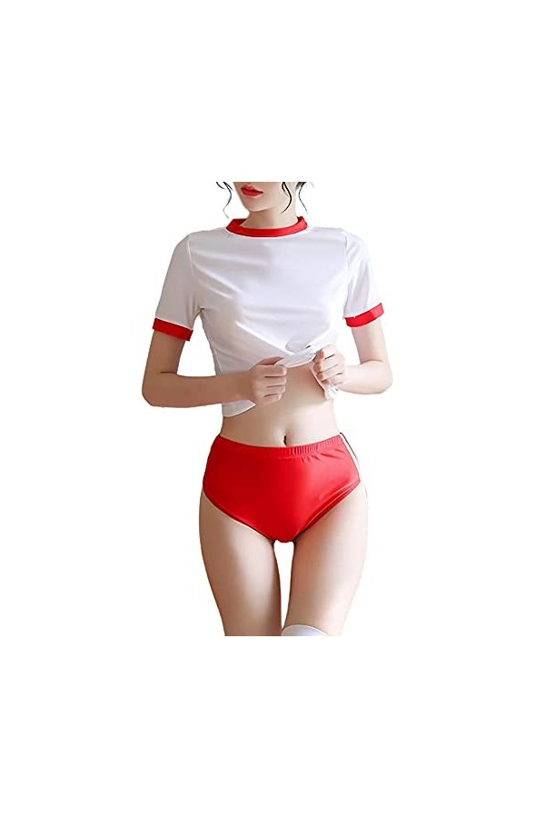 Tenue de sport sexy pour femme et fille - Uniforme de sport - Costume décolière japonaise - Blanc