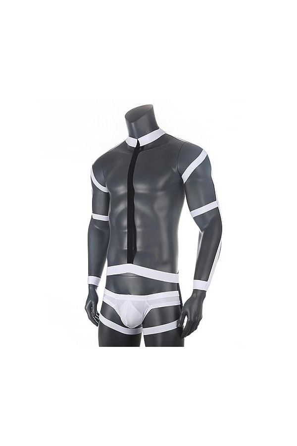 AYAZER Harnais de poitrine sexy pour homme - Ensemble de sous-vêtements élastiques - Sangle dépaule - Costume de scène - Rou