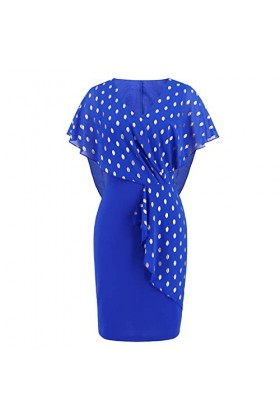 Jiabing Mode Slim Fit Style V-Neck Dress Robe élégante en Mousseline de Soie à dorés Jupe Sexy Courte Black, XXL 