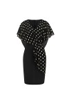 Jiabing Mode Slim Fit Style V-Neck Dress Robe élégante en Mousseline de Soie à dorés Jupe Sexy Courte Black, XXL 