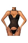 ULLIAN Ensemble Lingerie Sexy 2023 New See-Through Mesh Sexy Strappy Shapewear Lingerie Three-Piece Set Confortable Durable S
