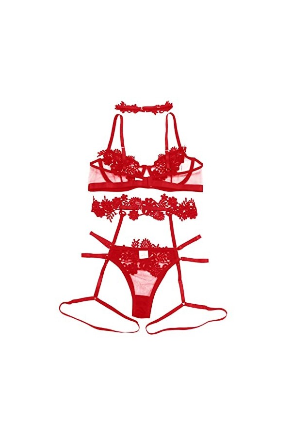 sous-Vetements Femme 2 Pièce Vêtements De Nuit Erotique Lingerie Sexy Ensemble Sexy Ensemble Soutien Gorge et String Dentelle