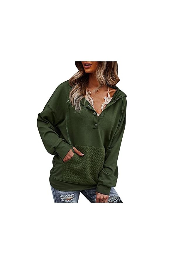 Gefomuofe Veste à capuche pour femme - Couleur unie - En coton - Veste de sport - Sweat à capuche - Style décontracté - Hiver