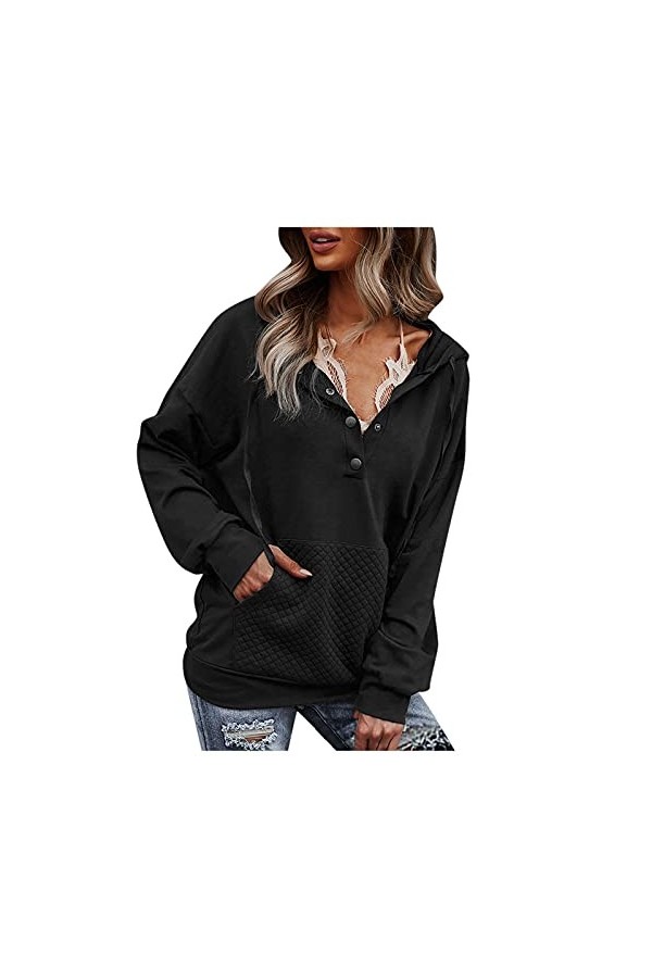 Gefomuofe Veste à capuche pour femme - Couleur unie - En coton - Veste de sport - Sweat à capuche - Style décontracté - Hiver