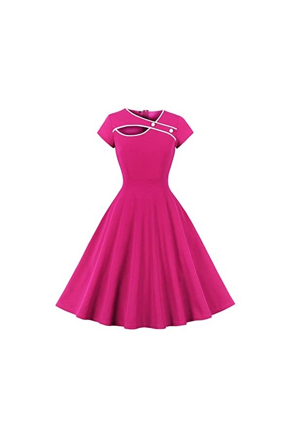 Robe vintage sexy à manches courtes, décolleté ouvert croisé et grande jupe swing pour femme, costume de lingerie pour femme,