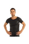 Faux Cuir À Manches Courtes T-Shirts&nbsp;&nbsp;&nbsp;Hommes Sexy Fitness Tops Gay Latex T-Shirt Undershirt Mens Stage Tops Tees Sexy Party 