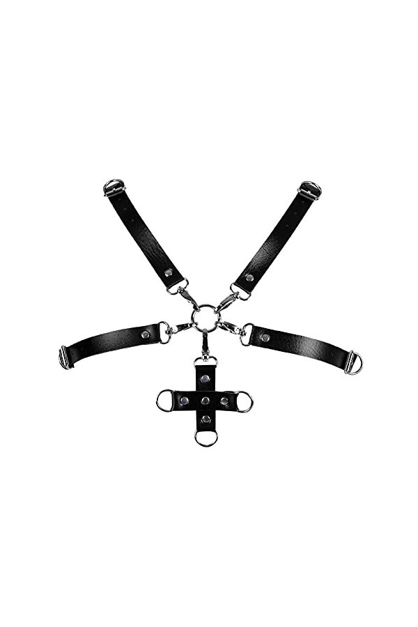 Sangle de poitrine en cuir pour femme - Harnais de corps pour femme - Style punk gothique - Soutien-gorge festival rave danse