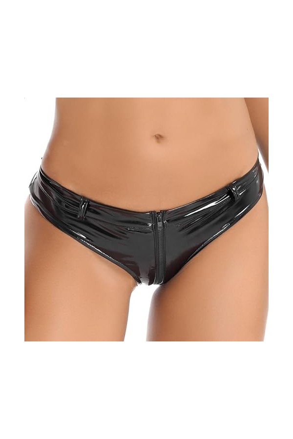 Ensemble Sexy Femme Érotique sous-Vêtements À Entrejambe avec Fermeture Éclair, Taille Basse, Rouge, 4XL